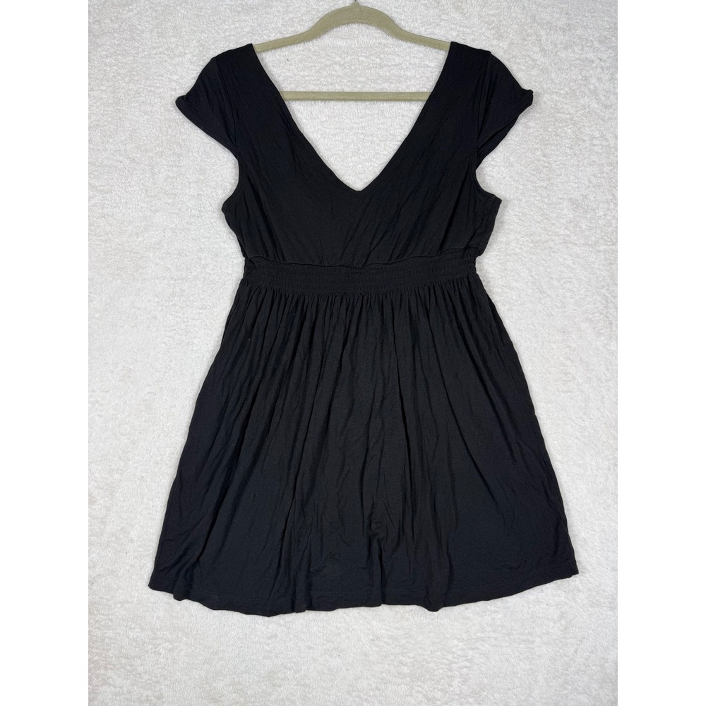 BCBGirls Mini Dress/top Womens M Babydoll Y2K  Ex Smocked‎ Empire Waist V-Neck - Picture 8 of 9